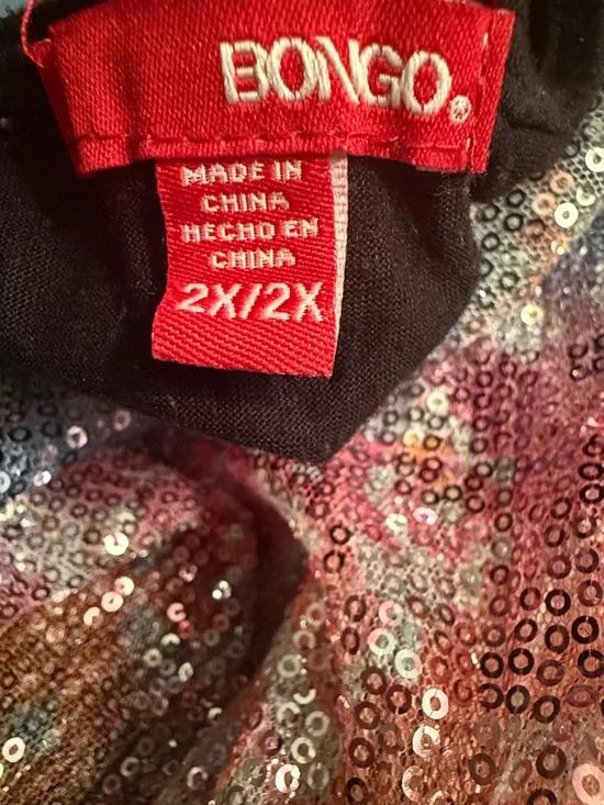 Bongo Vintage Y2K Multicolor Sequin Mesh Pullover Dolman Sleeve Top Size 2X - Picture 6 of 6